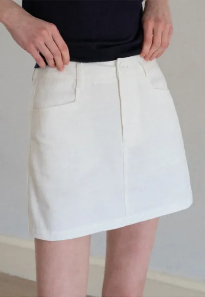 High Waist Structured Mini Skirt With Front Button Closure