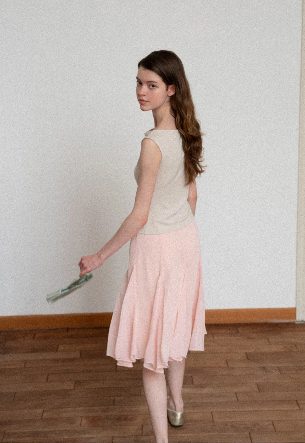 Flowy Pleated Midi Skirt