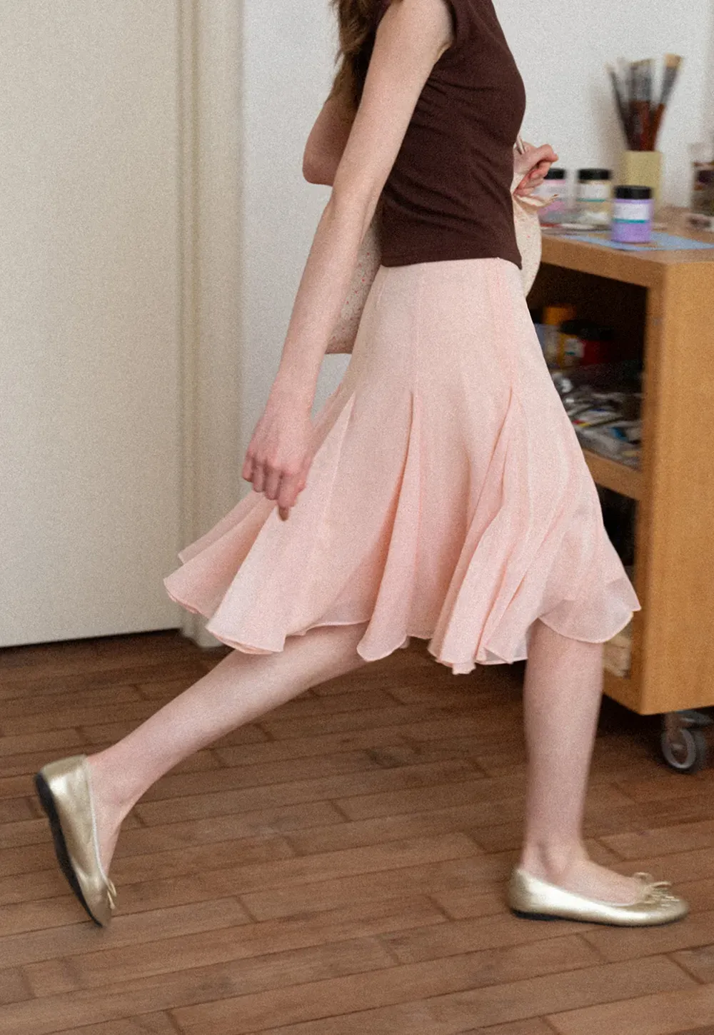 Flowy Pleated Midi Skirt