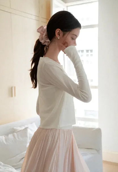 Pleated Asymmetrical Hem Skirt