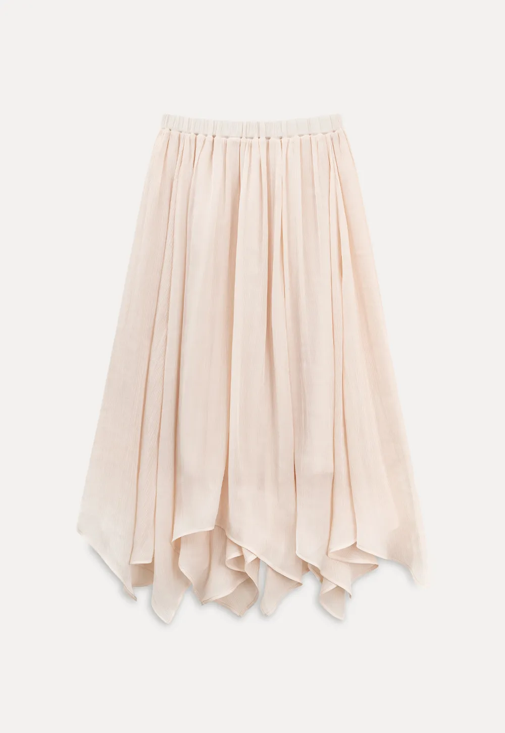 Pleated Asymmetrical Hem Skirt