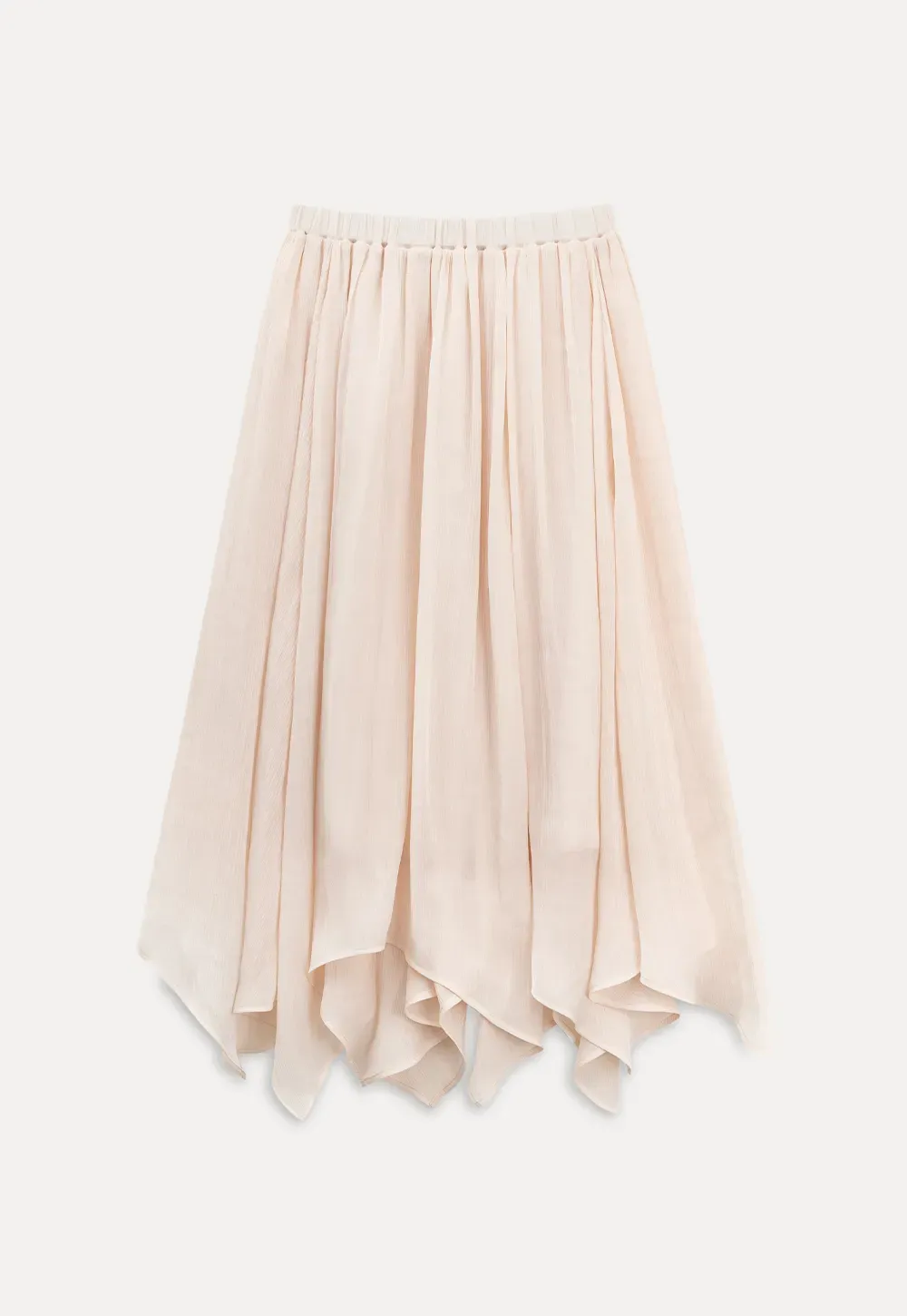 Pleated Asymmetrical Hem Skirt