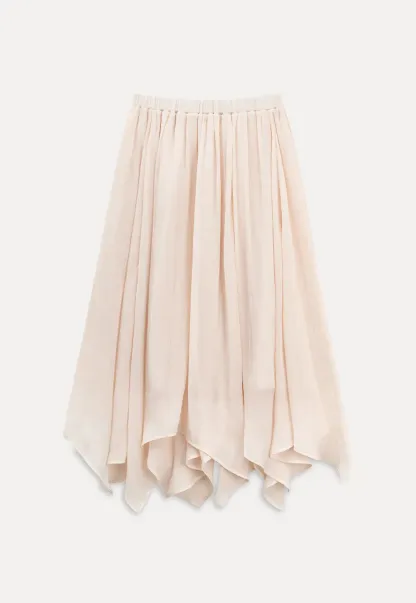 Pleated Asymmetrical Hem Skirt