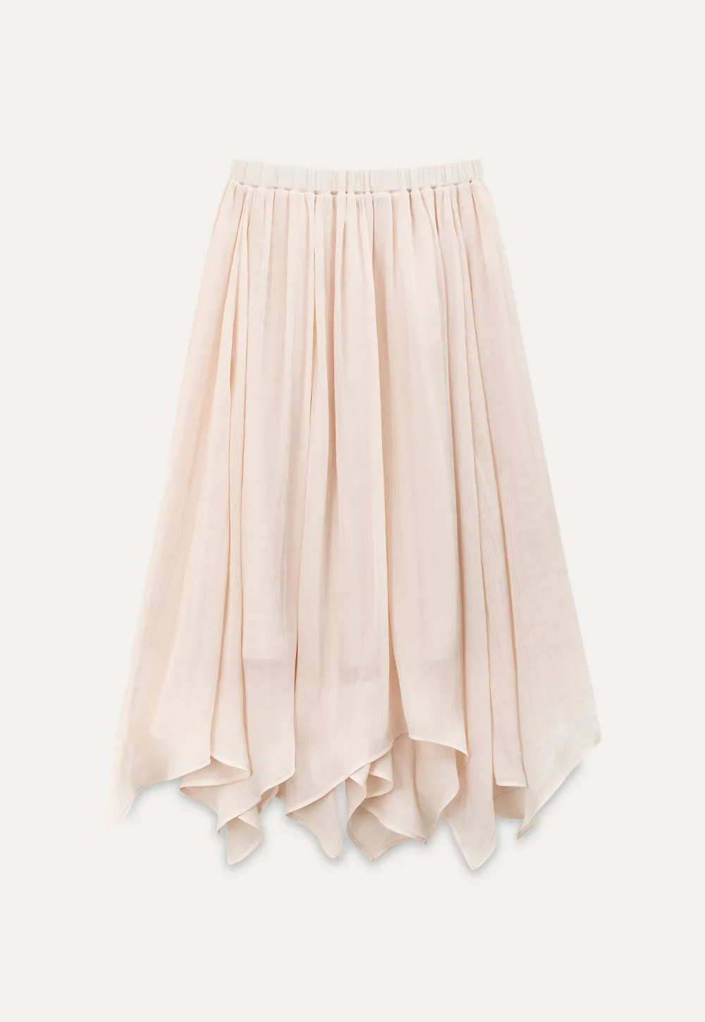 Pleated Asymmetrical Hem Skirt