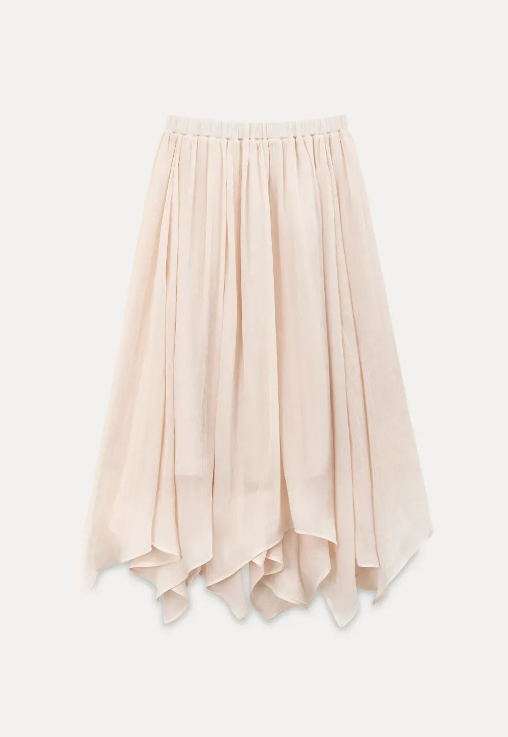 Pleated Asymmetrical Hem Skirt