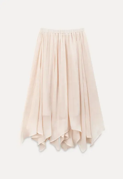 Pleated Asymmetrical Hem Skirt