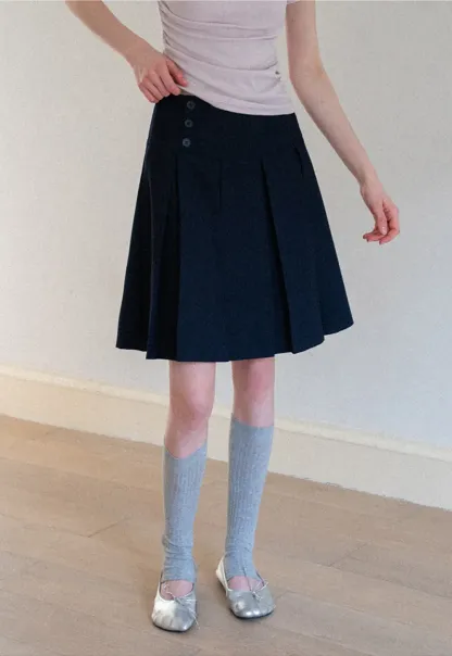 Asymmetric Pleated Wrap Skirt