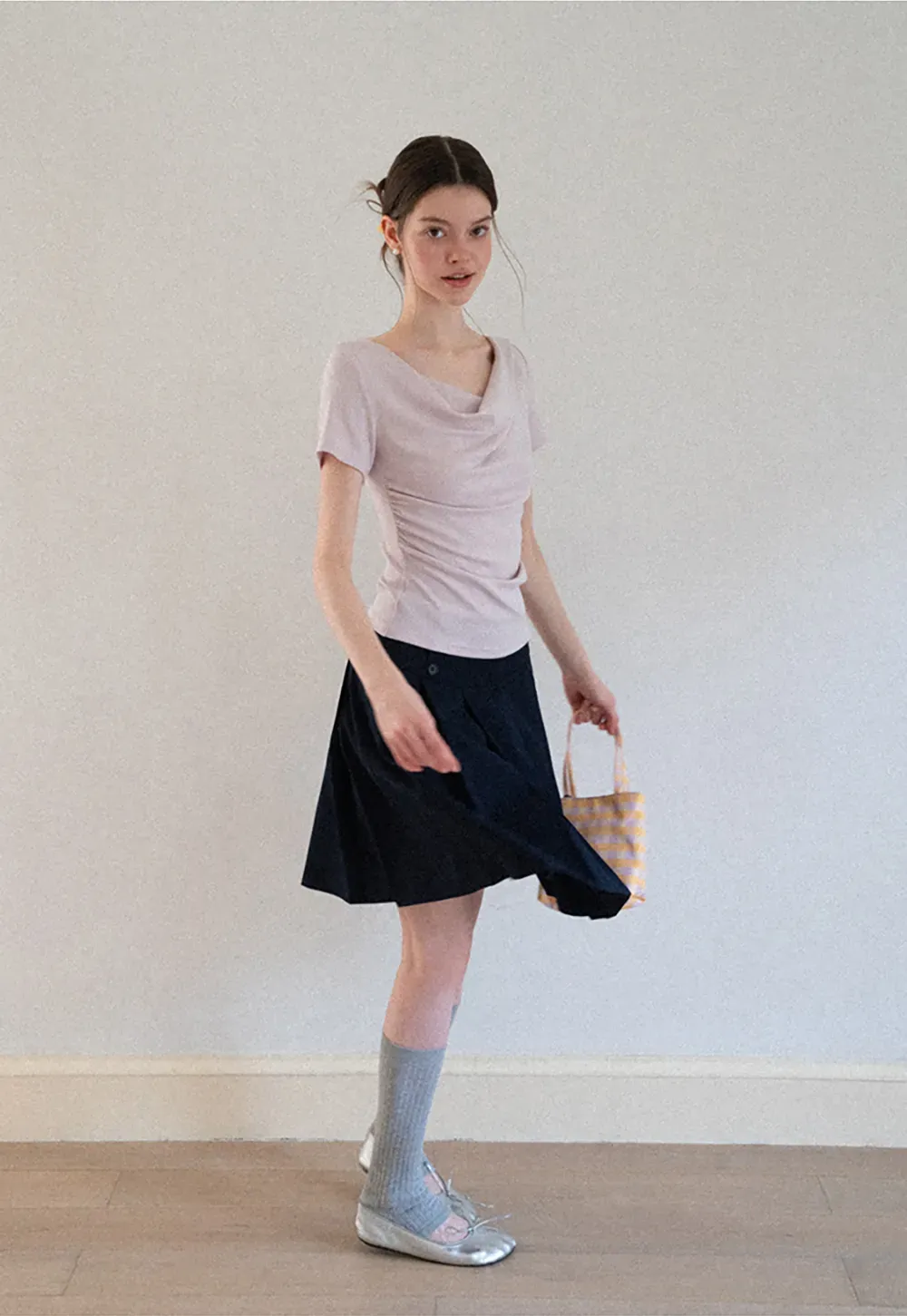 Asymmetric Pleated Wrap Skirt