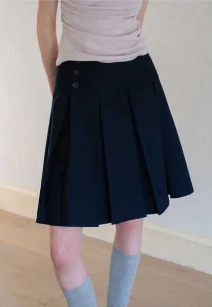 Asymmetric Pleated Wrap Skirt