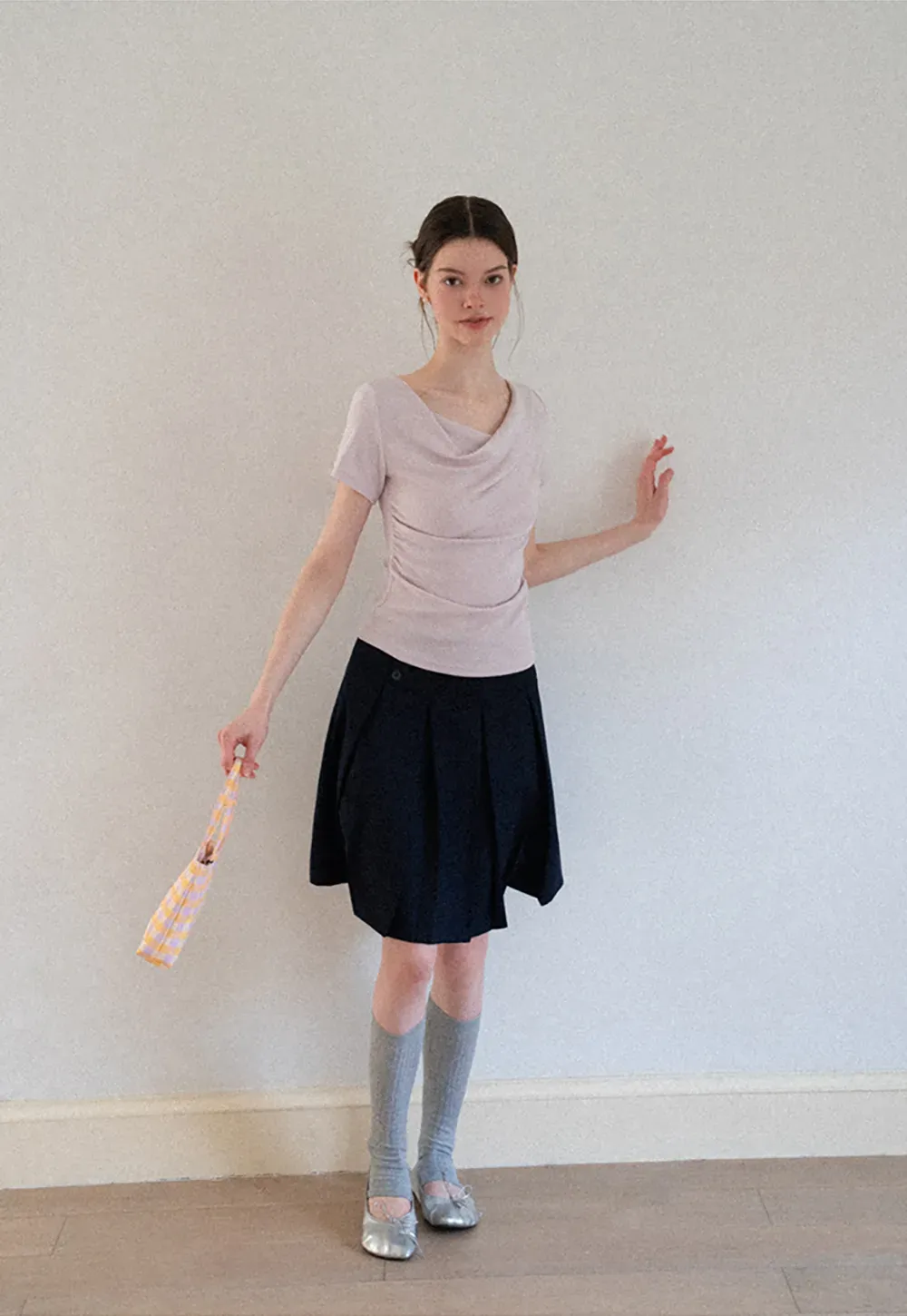 Asymmetric Pleated Wrap Skirt