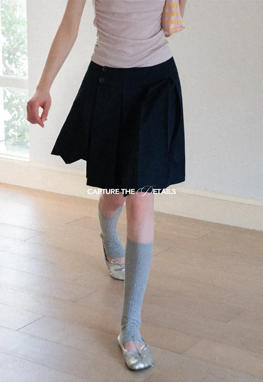 Asymmetric Pleated Wrap Skirt