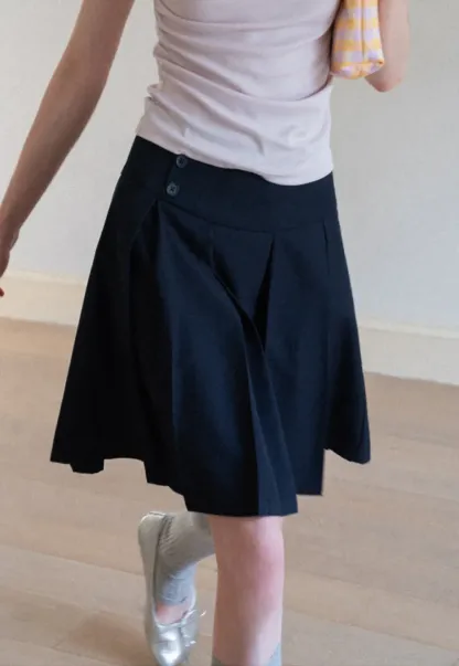 Asymmetric Pleated Wrap Skirt