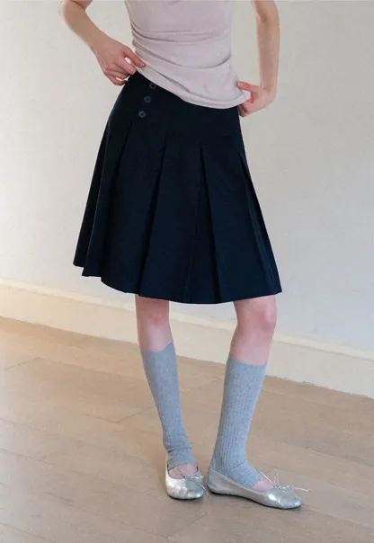 Asymmetric Pleated Wrap Skirt