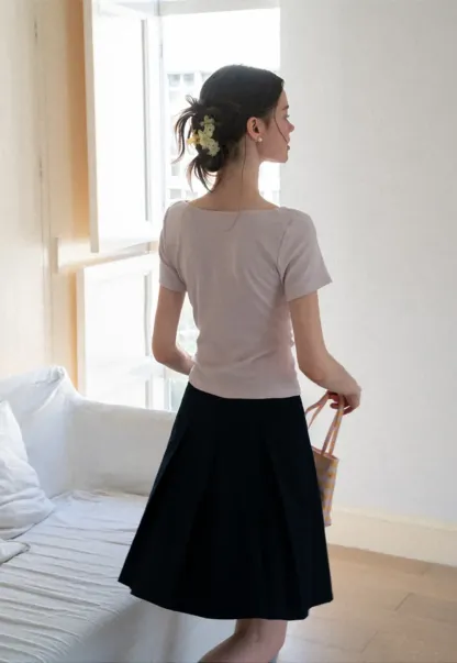 Asymmetric Pleated Wrap Skirt