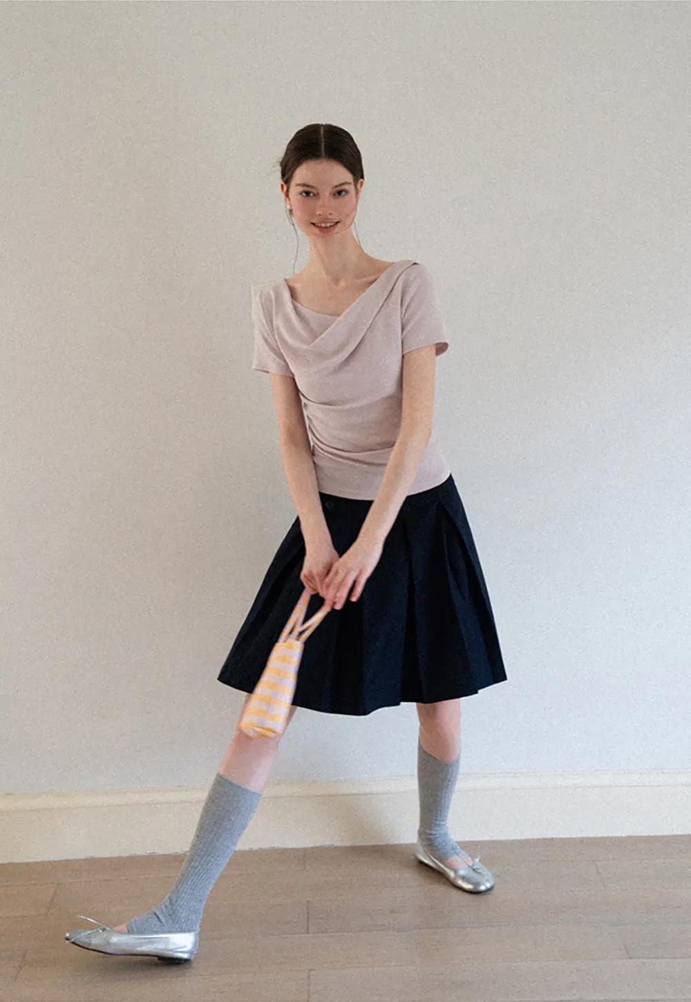 Asymmetric Pleated Wrap Skirt