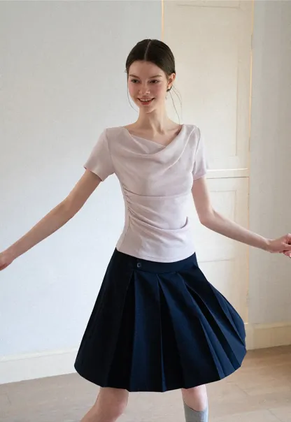 Asymmetric Pleated Wrap Skirt