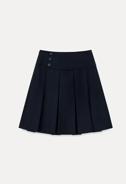 Asymmetric Pleated Wrap Skirt