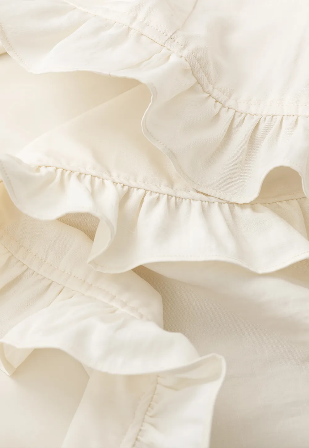 Linen skirt with drawstring waist and ruffled hem