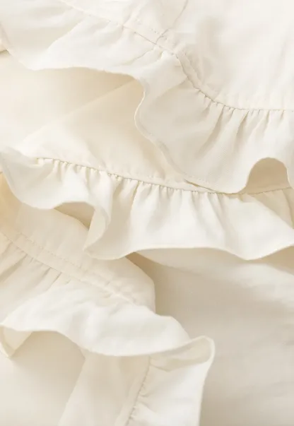 Linen skirt with drawstring waist and ruffled hem