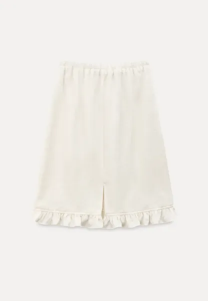 Linen skirt with drawstring waist and ruffled hem