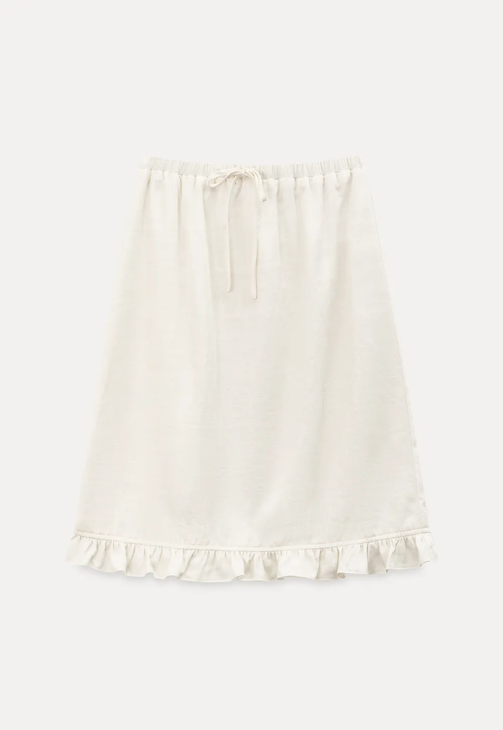 Linen skirt with drawstring waist and ruffled hem