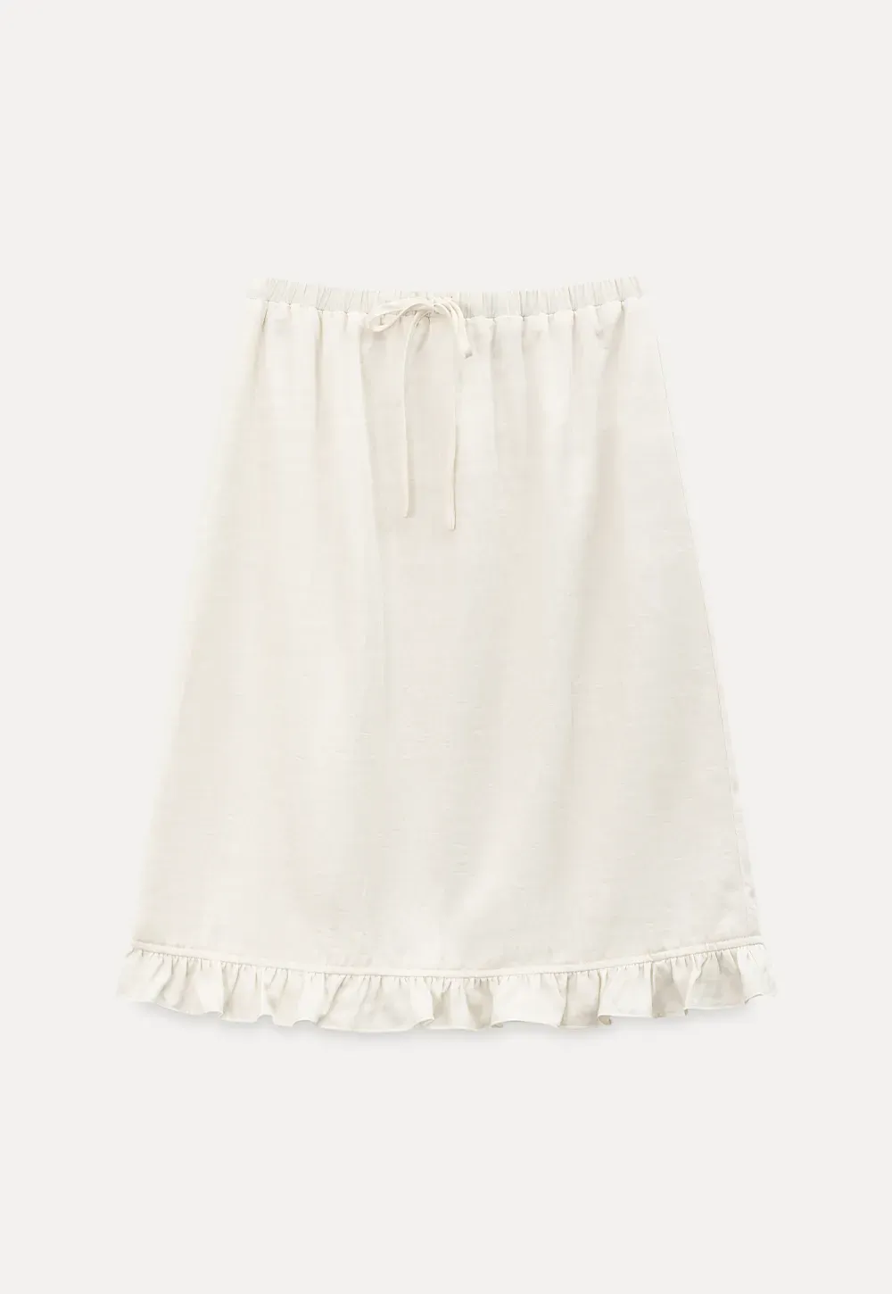 Linen skirt with drawstring waist and ruffled hem