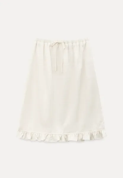 Linen skirt with drawstring waist and ruffled hem