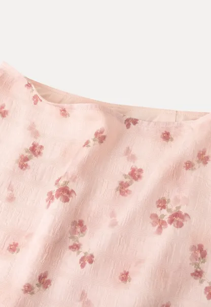 Floral Print Lightweight Flowy Midi Skirt