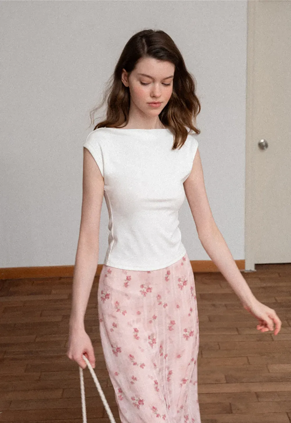 Floral Print Lightweight Flowy Midi Skirt