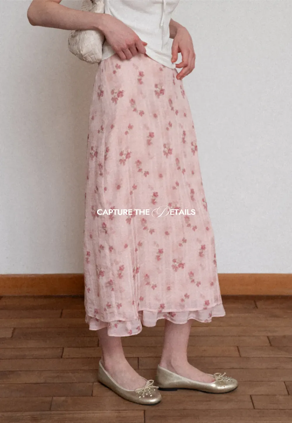 Floral Print Lightweight Flowy Midi Skirt