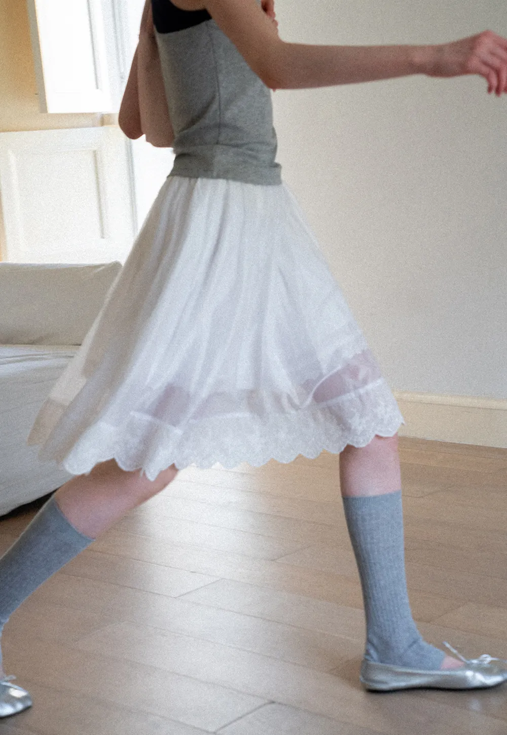 Layered Tulle Skirt with Scalloped Hem