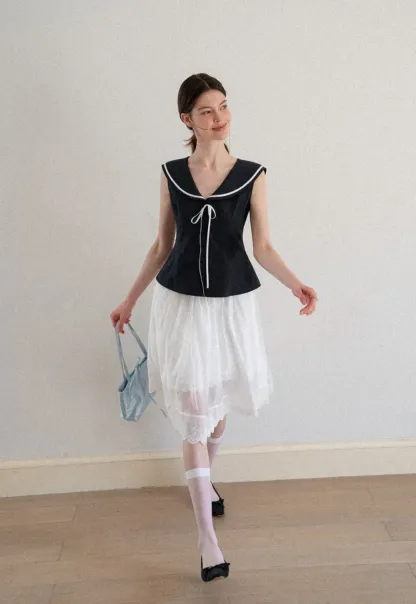 Layered Tulle Skirt with Scalloped Hem