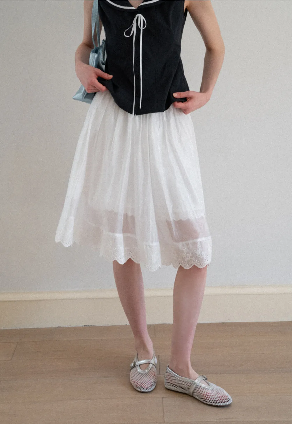 Layered Tulle Skirt with Scalloped Hem