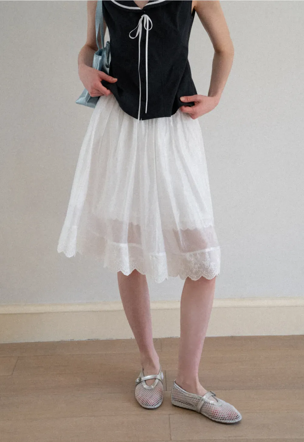 Layered Tulle Skirt with Scalloped Hem