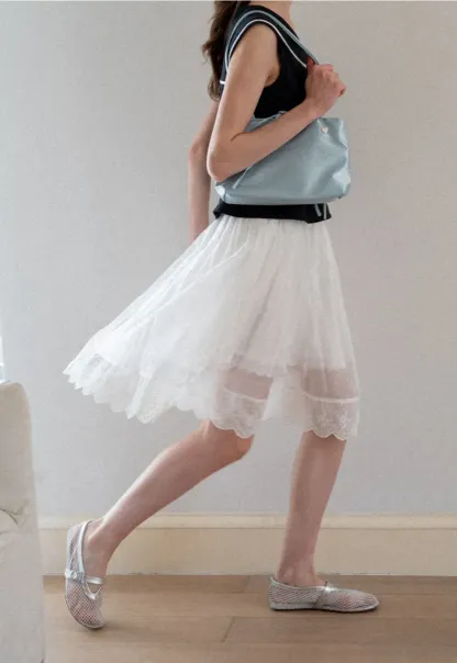 Layered Tulle Skirt with Scalloped Hem