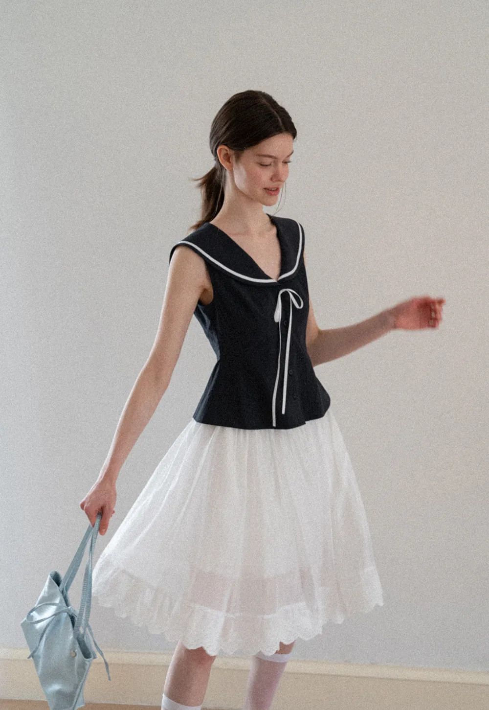 Layered Tulle Skirt with Scalloped Hem