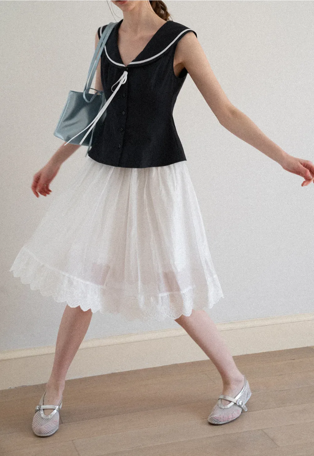 Layered Tulle Skirt with Scalloped Hem
