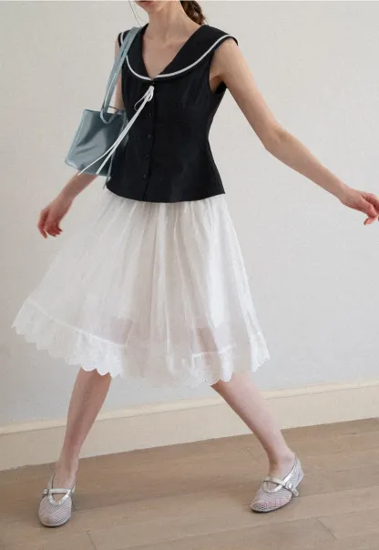 Layered Tulle Skirt with Scalloped Hem