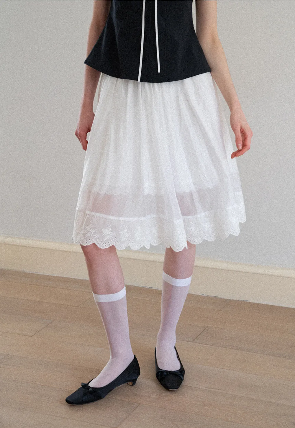 Layered Tulle Skirt with Scalloped Hem