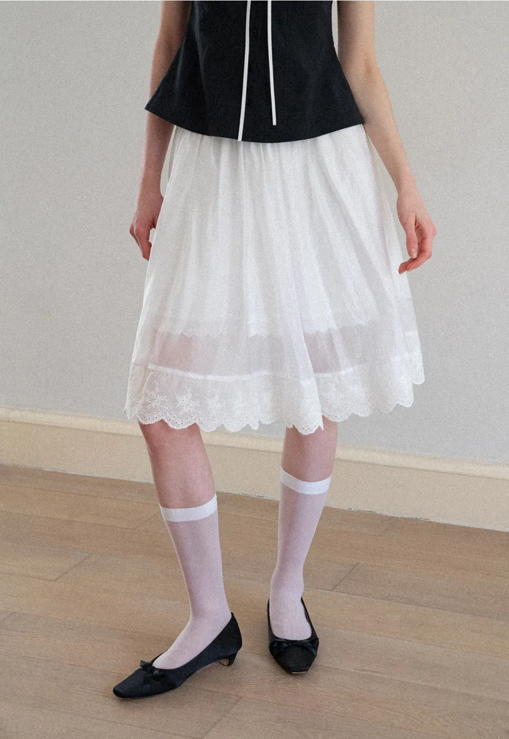 Layered Tulle Skirt with Scalloped Hem