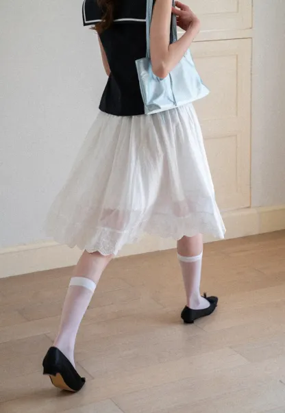 Layered Tulle Skirt with Scalloped Hem