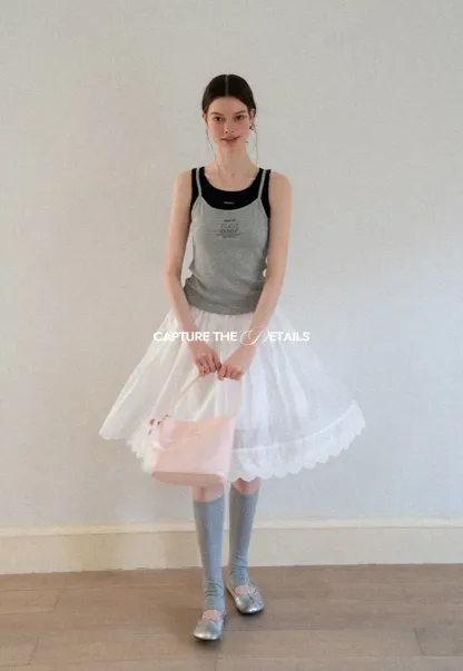 Layered Tulle Skirt with Scalloped Hem