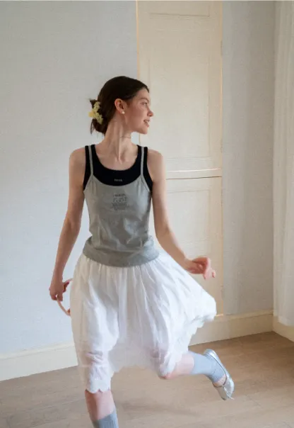 Layered Tulle Skirt with Scalloped Hem