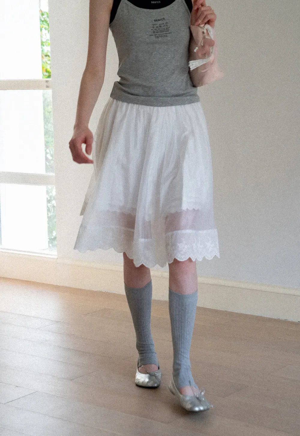 Layered Tulle Skirt with Scalloped Hem