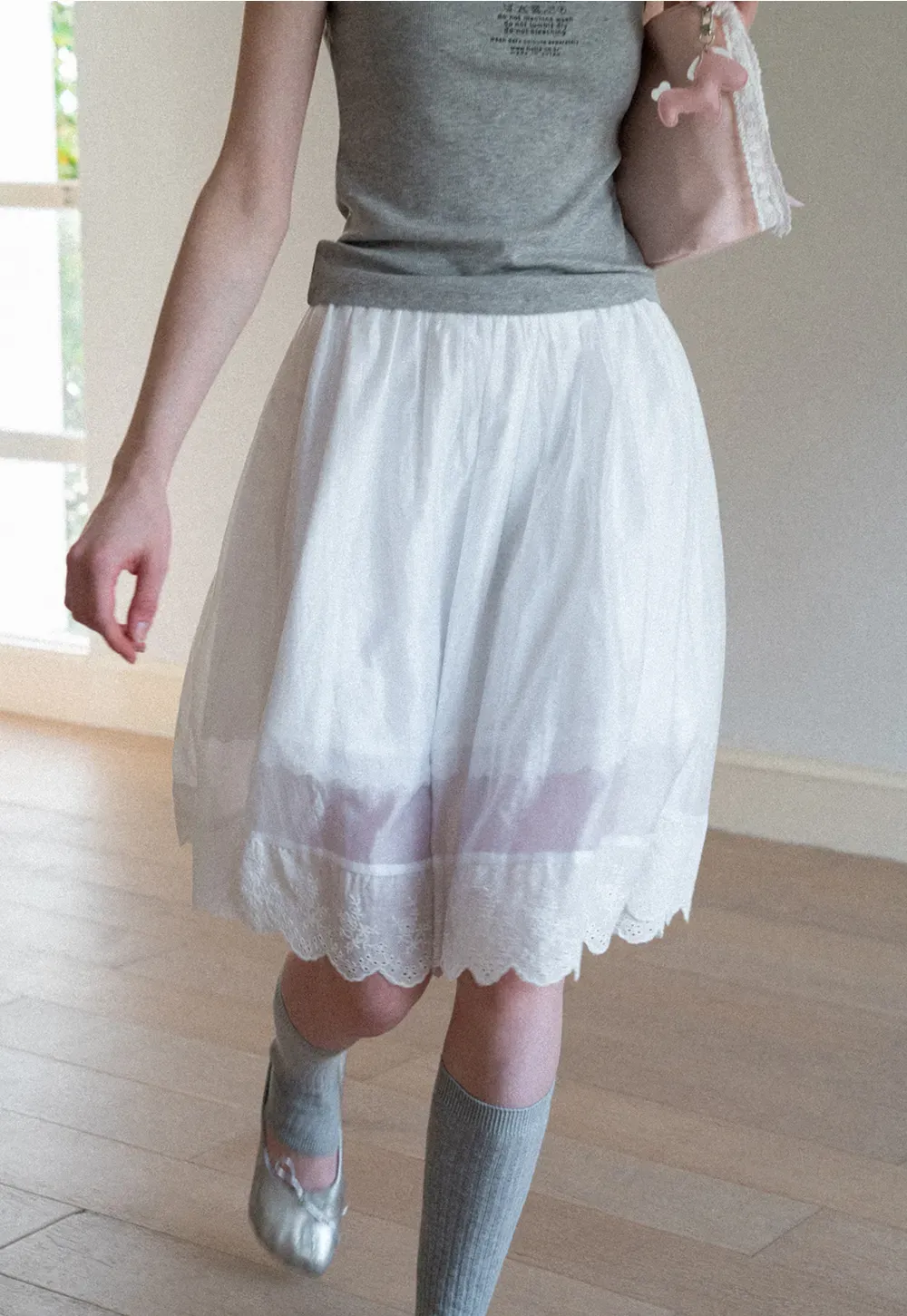 Layered Tulle Skirt with Scalloped Hem