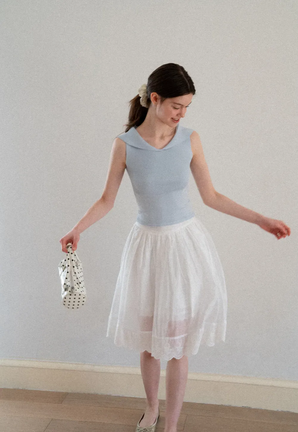 Layered Tulle Skirt with Scalloped Hem