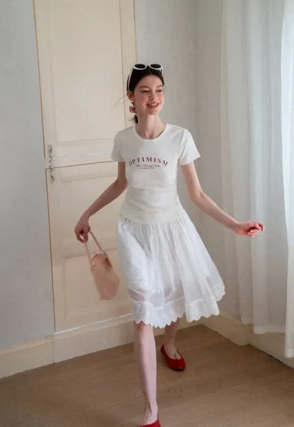 Layered Tulle Skirt with Scalloped Hem