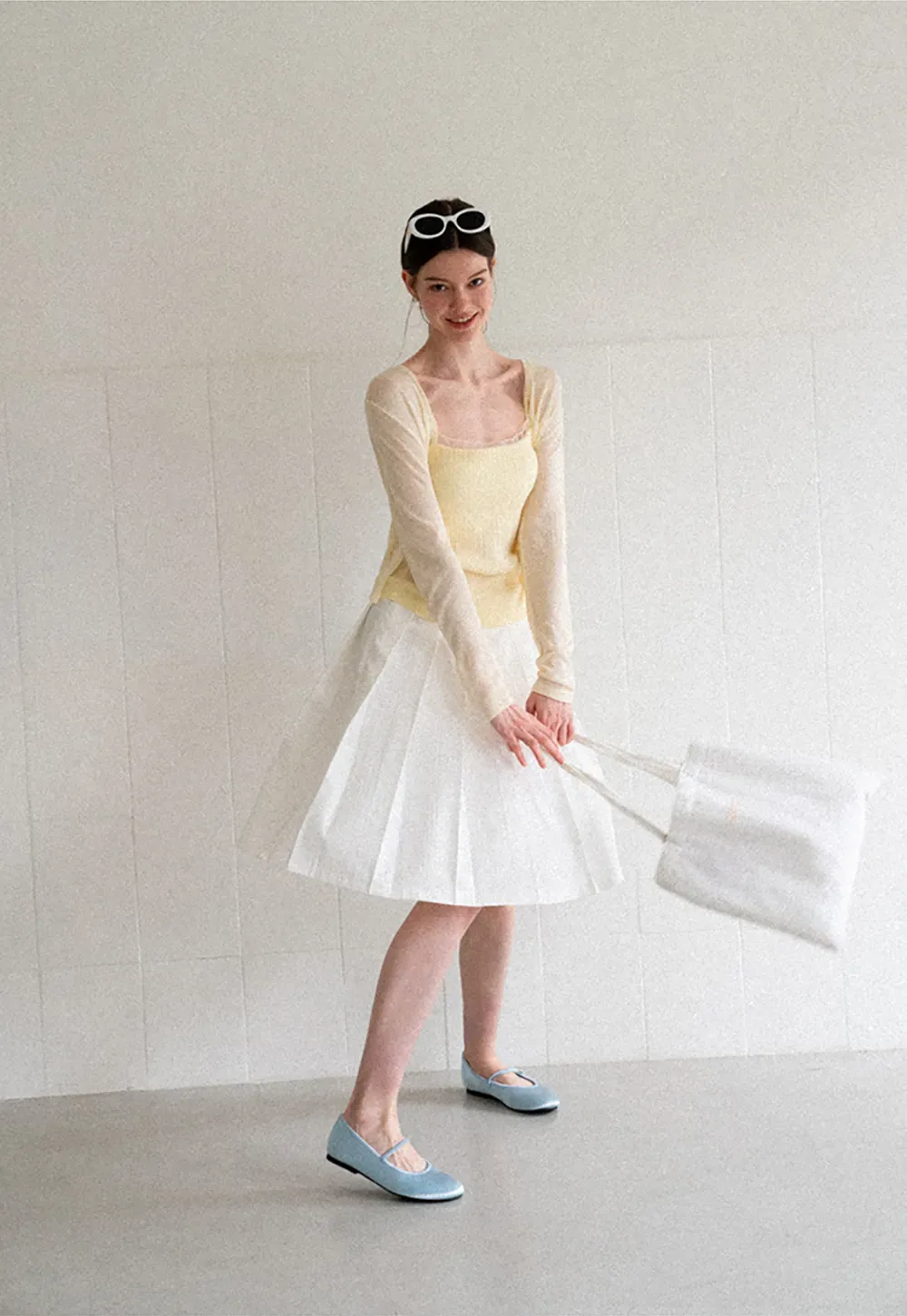 Pleated A Line Midi Skirt