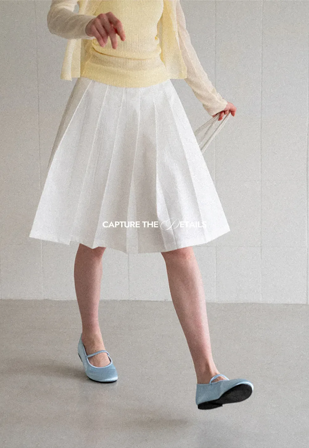 Pleated A Line Midi Skirt