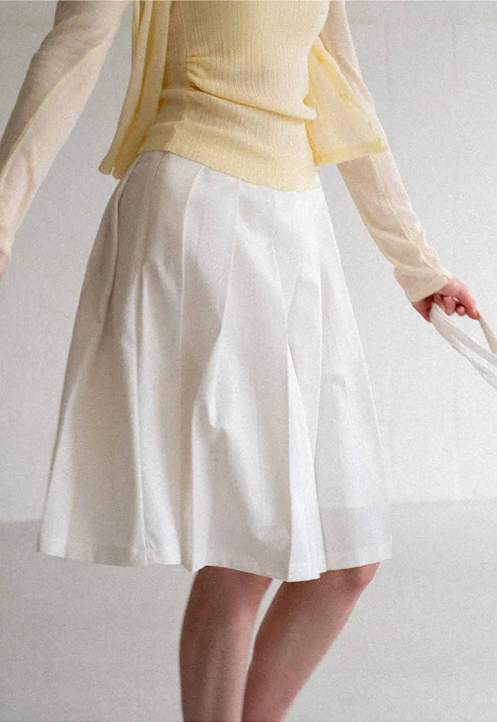 Pleated A Line Midi Skirt